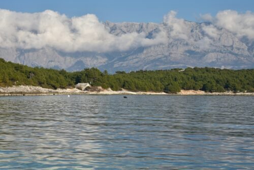 View of the Brač Island and the coastal Croatia