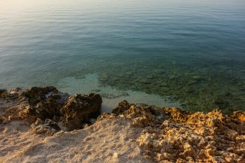 Beautiful rocky beach in Trogir 